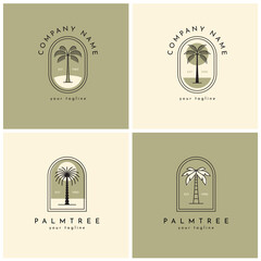 Palm tree logo, emblem, icon, symbol set
