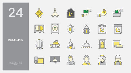 24 Eid Al-Fitr Filled Outline Sytle Icon Collection