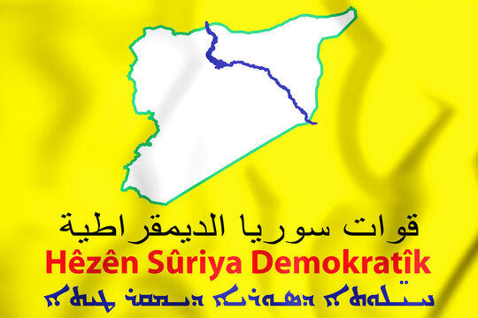 3D Flag Of Syrian Democratic Forces. 3D Illustration.