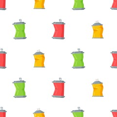 A pattern of used canning cans.  Vector illustration of throwing garbage into a trash can. Collection of waste for recycling. Bottles of soda bottles, canned vegetables and fish.  