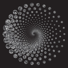 Dotted Halftone Vector Spiral Pattern or Texture with Ellipses