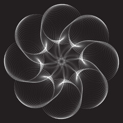 Flower. Dotted Halftone Vector Spiral Pattern or design element