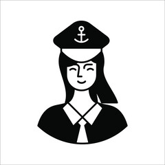 Captain sign. Navy officer figure. Naval admiral. Sailor human dummy profile. Flat minimalist design. on white background