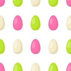 Infinite Easter Egg Pattern. Vector illustration of a seamless wallpaper pattern for the holiday. Background of a multicolored egg.