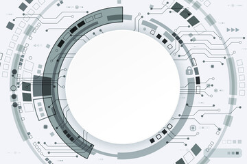 Vector circuit board cyber security on white background for technology background