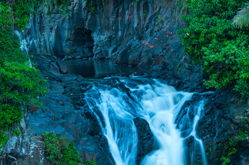 Waterfall on the Road to Hana at Sunset, Maui, Hawaii