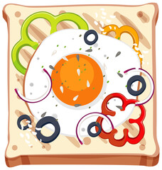 Top view of bread breakfast with topping