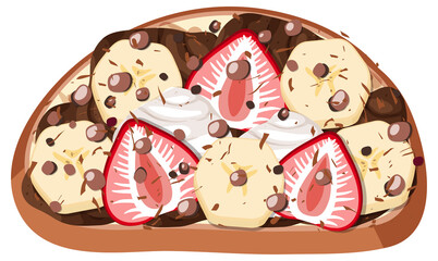 Top view of bread with fruit topping