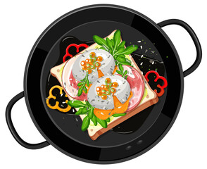 Breakfast set in the pan isolated