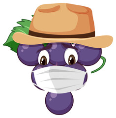 Grape cartoon character with facial expression