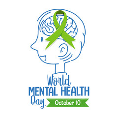 World Mental Health Day banner or logo isolated on white background