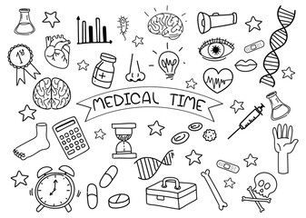 Medical element in doodle or sketch style isolated on white background