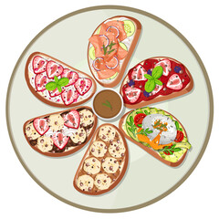 Top view of breakfast dish isolated