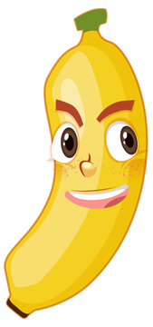 Banana cartoon character with facial expression