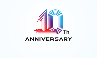 Abstract 10 Number Logo, number 10 monogram line style, usable for anniversary, business and tech logos, flat design logo template, vector illustration