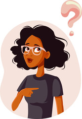 Confused Woman Pointing to Herself Asking Questions
