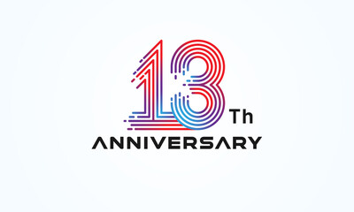 Abstract 13 Number Logo, number 13 monogram line style, usable for anniversary, business and tech logos, flat design logo template, vector illustration