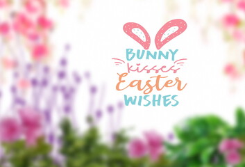 Easter floral yeallow pink white green with text letter copy space holiday banner template...