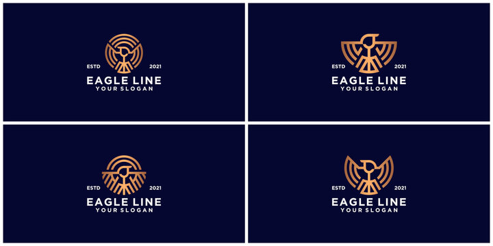 creative collection of eagle logo designs in gold color