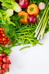 Healthy fresh ingredient for making vegetable salad.
