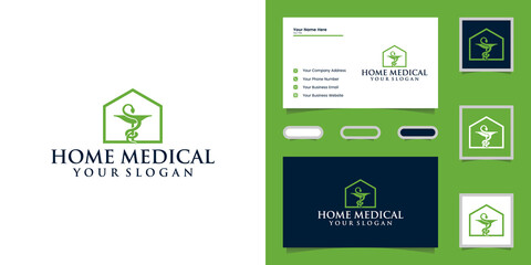 Creative medical home logo design template and business card