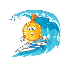 honey spoon surfing character. cartoon mascot vector
