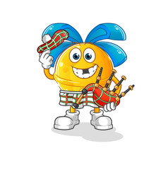 jingle bell scottish with bagpipes vector. cartoon character