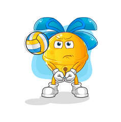 jingle bell play volleyball mascot. cartoon vector