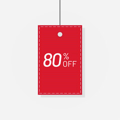 Discount red tag sale label 80 off vector