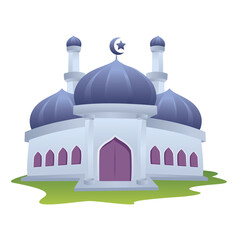Islamic mosque building flat design illustration, Ramadan Mubarak element design