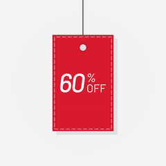 Discount red tag sale label 60 off vector