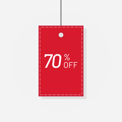 Discount red tag sale label 70 off vector