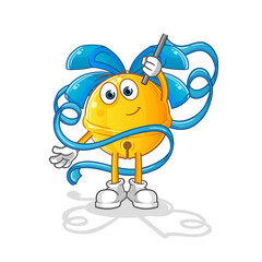 jingle bell gymnastic character. cartoon mascot vector