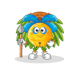 Naklejka premium jingle bell tribal man mascot. cartoon vector