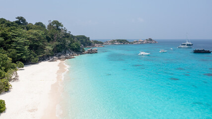 Fototapeta premium Blue ocean with clean sandy beach at Similan island, Similan No.8 at Similan national park, Phuket, Thailand 2021