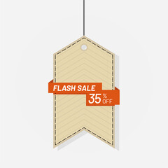 Tag flash sale discount label 35 off Vector