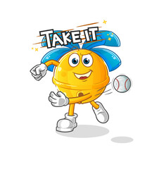 jingle bell throwing baseball vector. cartoon character