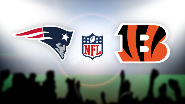 NFL New England Patriots vs Cincinnati Bengals vector illustration.