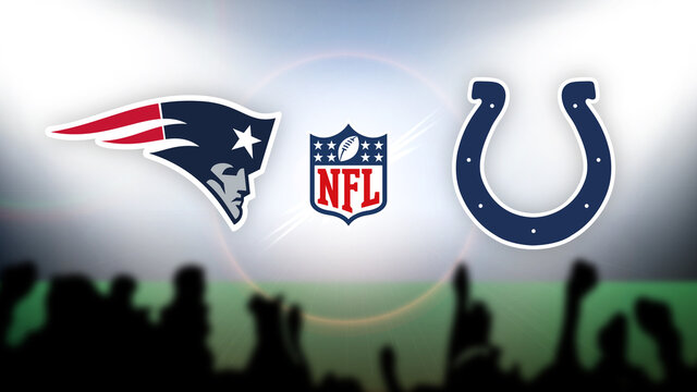 NFL New England Patriots Vs Indianapolis Colts Vector Illustration.