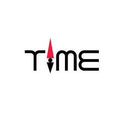 TIME letter with hour hand logo design vector