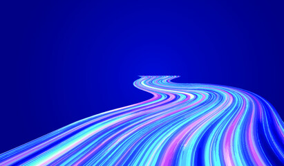 The ribbon-like lines meander forward with see-through light-sensitive tracks