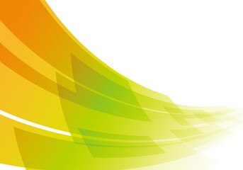 曲線の重なる黄緑とオレンジのグラデーションのイラストのイメージ背景素材