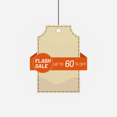 Price tag label flash sale discount 60 off Vector