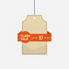 Price tag label flash sale discount 10 off Vector