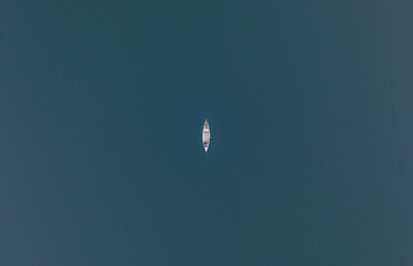 Canoe in the lake, drone shot