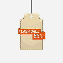 Price tag flash sale label discount 65 off Vector