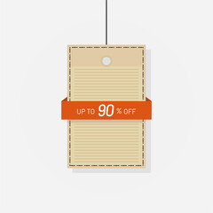 Discount tag sale label 90 off vector