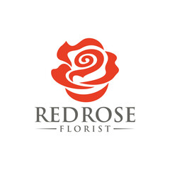 rose vector logo design template, minimal line petal beauty icon, salon floral abstract sign, vector illustration
