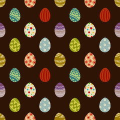 Simple Easter egg seamless pattern background illustration (chocolate brown)