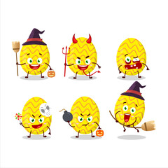 Halloween expression emoticons with cartoon character of yellow easter egg
